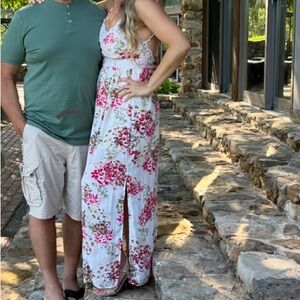 Floral Lace Trim dress altered state xs maxi